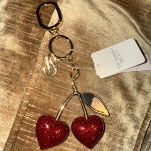 Victoria's Secret cherry heart purse bag charm keychain Valentine’s Day glitter